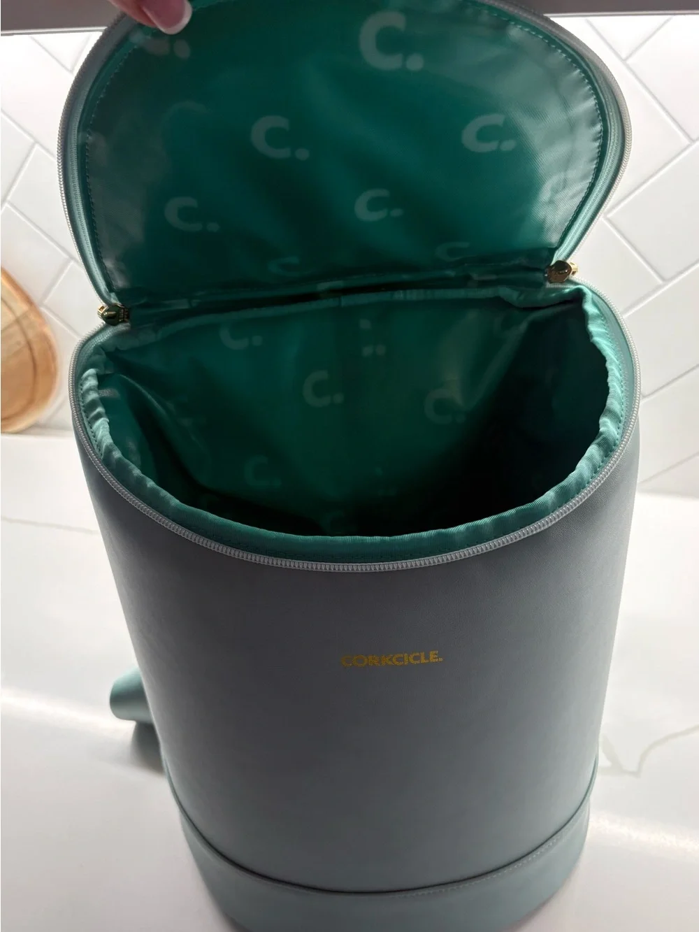 Corkcicle Mint Green Insulated Bottle Carrier with Strap